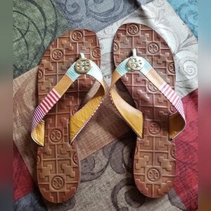 Tory Burch Thora Multi Striped Thong Sandal